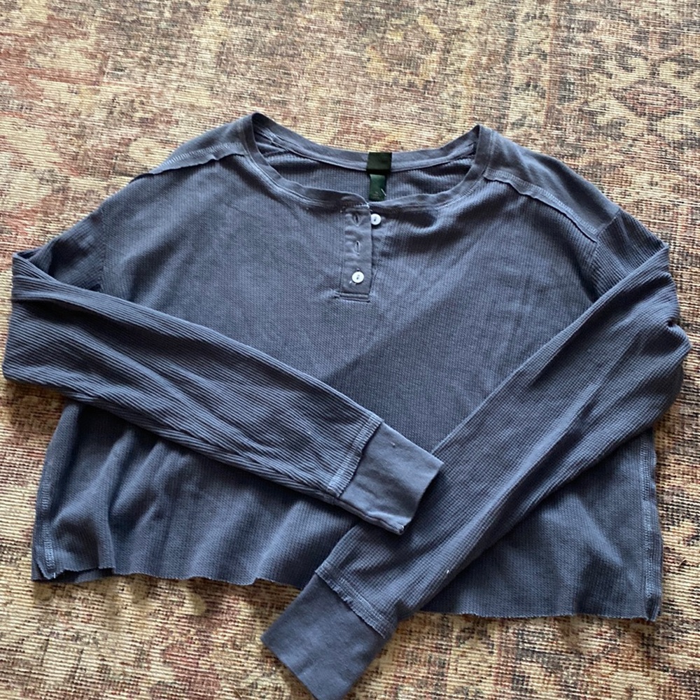 Dusty blue cropped Henley